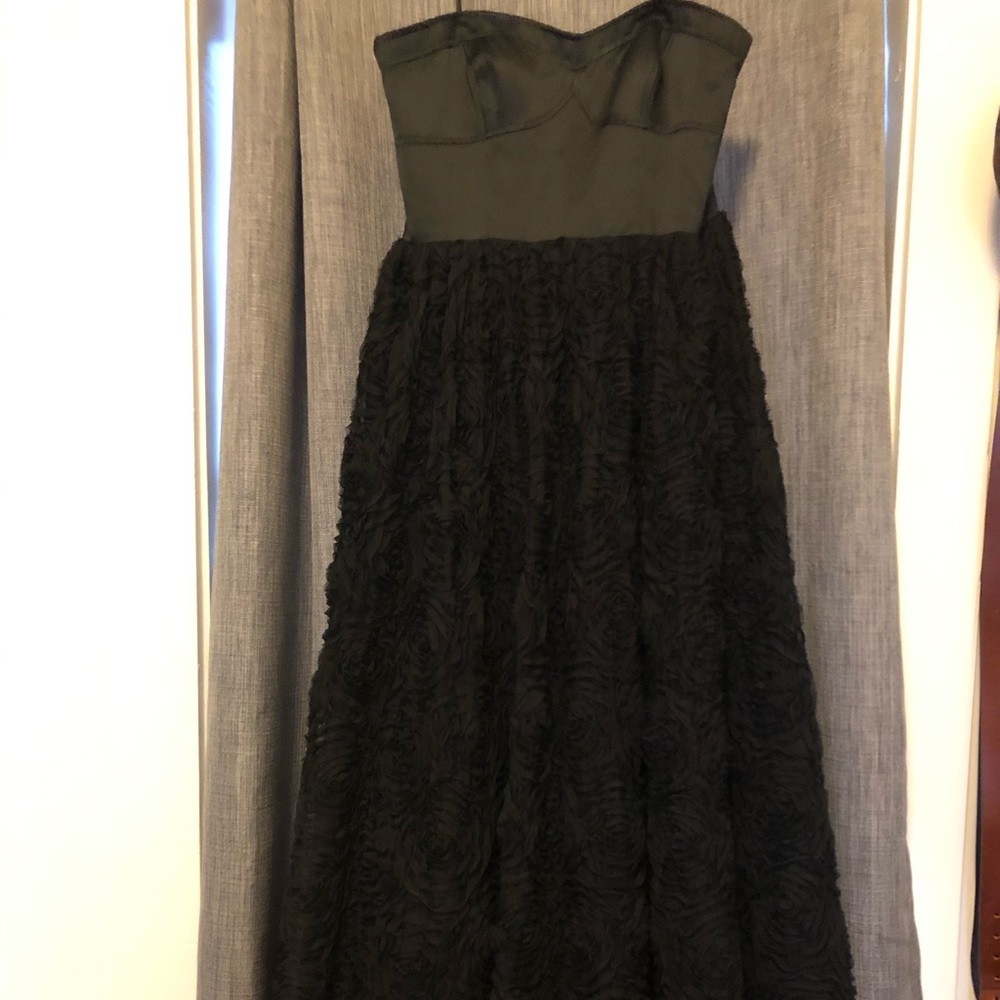 Black Adrianna Papell rosette evening gown